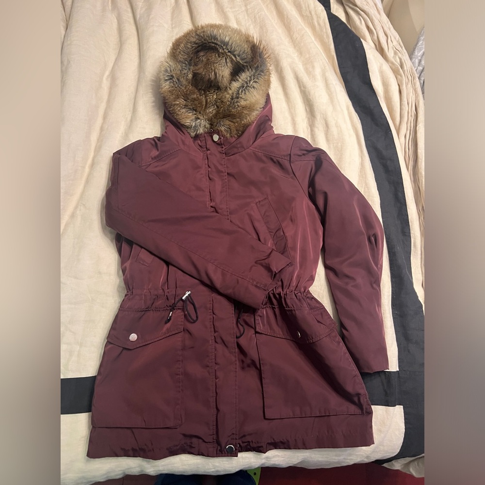 Danier maroon 3 in 1 faux fur jacket